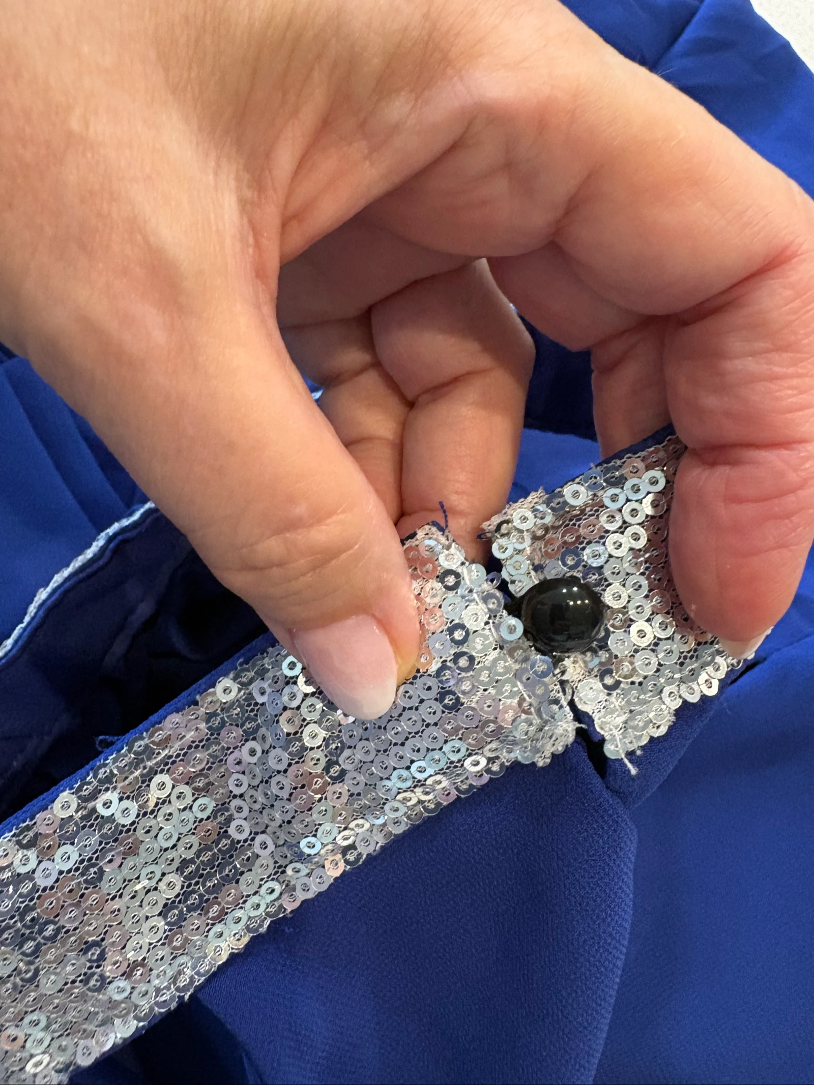 Fluid royal blue sequin long dress – 3XL – photo 13